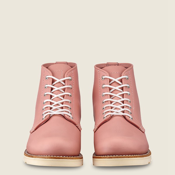 Heritage Støvler Dame - Red Wing 6-Inch Round Toe - Short Boundary Læder - Lyserød - ZQRNDE-148